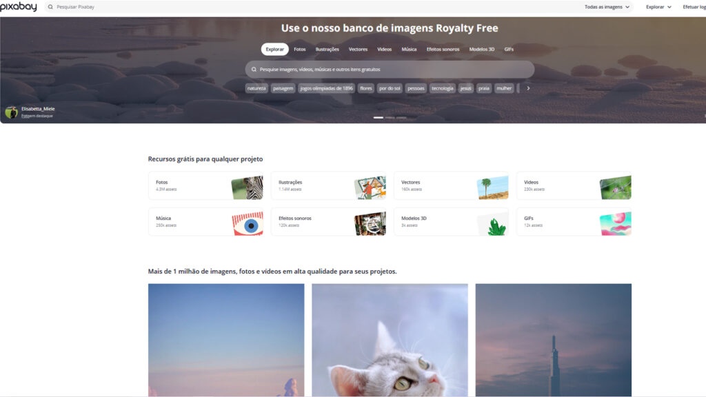 Pixabay é um site de imagens grátis de alta qualidade. Perfeito para criadores de conteúdo